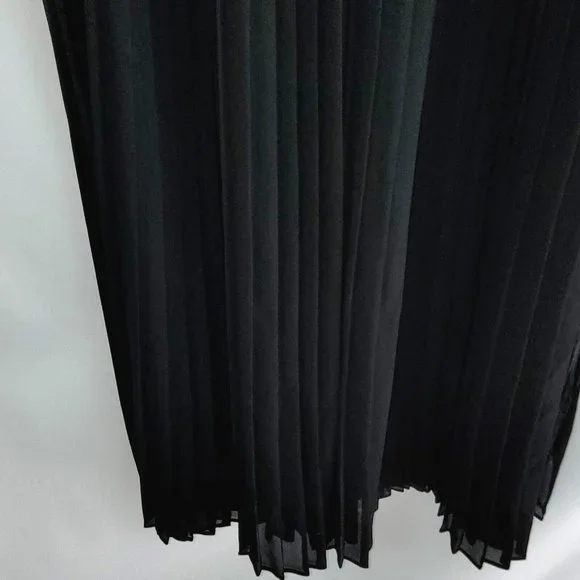 Victoria's Secret Size 12 Black Skirt Sheer Pleated Maxi Long Elastic Waist - Picture 6 of 6